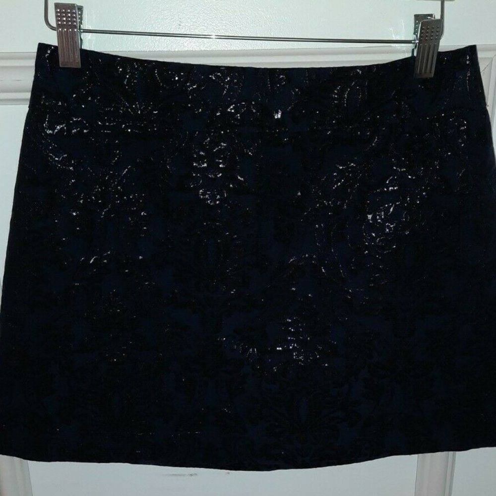 NEW Abercrombie  Fitch Blue Black Jacquard Skirt 4